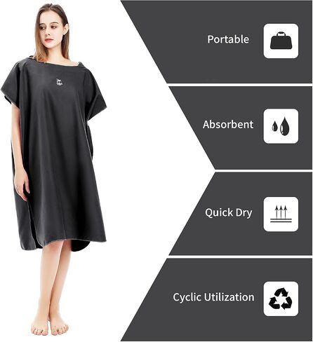 MUTAO Surf Poncho Changing Robe Towel with Box, Microfiber Women Men Changing Ponchos Surfer Robe for Surfing, Swim, Beach as Gifts（One Size Fit All） in Saudi Arabia