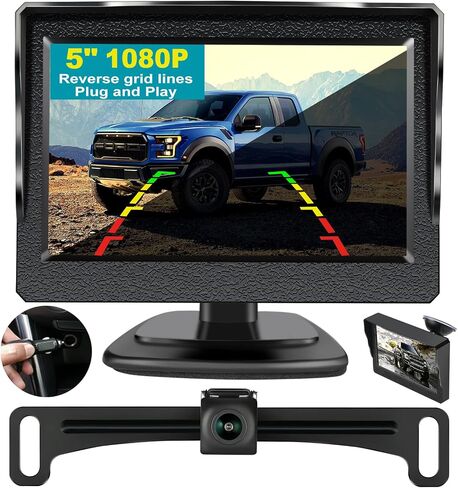 5.0 Inch HD Backup Camera Rear View Monitor for 12V Car Easy Installation Plug and Play Starlight Night Vision Waterproof with Bracket and Sucker in Saudi Arabia