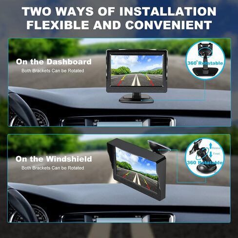 5.0 Inch HD Backup Camera Rear View Monitor for 12V Car Easy Installation Plug and Play Starlight Night Vision Waterproof with Bracket and Sucker in Saudi Arabia