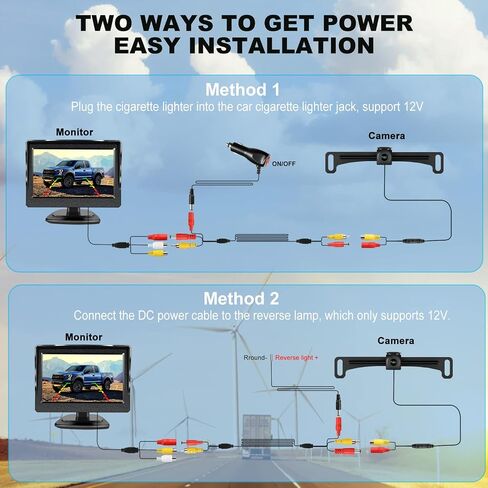 5.0 Inch HD Backup Camera Rear View Monitor for 12V Car Easy Installation Plug and Play Starlight Night Vision Waterproof with Bracket and Sucker in Saudi Arabia