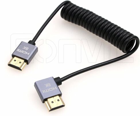 كابل Eonvic 8K 2.1 HDMI إلى الزاوية اليمنى كابل HDMI عالي السرعة 48 جيجابت في الثانية ملفوف لـ Atomos Ninja-V 4K-60P 6K-Record، Z-CAM، Canon-C70، Sony a7siii، شاشة Portkeys BM5 in Kuwait