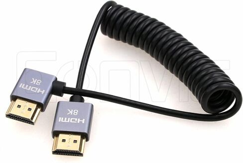 كابل Eonvic 8K 2.1 HDMI إلى الزاوية اليمنى كابل HDMI عالي السرعة 48 جيجابت في الثانية ملفوف لـ Atomos Ninja-V 4K-60P 6K-Record، Z-CAM، Canon-C70، Sony a7siii، شاشة Portkeys BM5 in Kuwait