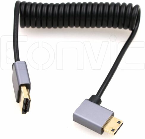 كابل Eonvic 8K 2.1 HDMI إلى الزاوية اليمنى كابل HDMI عالي السرعة 48 جيجابت في الثانية ملفوف لـ Atomos Ninja-V 4K-60P 6K-Record، Z-CAM، Canon-C70، Sony a7siii، شاشة Portkeys BM5 in Kuwait