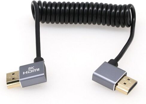 كابل Eonvic 8K 2.1 HDMI إلى الزاوية اليمنى كابل HDMI عالي السرعة 48 جيجابت في الثانية ملفوف لـ Atomos Ninja-V 4K-60P 6K-Record، Z-CAM، Canon-C70، Sony a7siii، شاشة Portkeys BM5 in Kuwait
