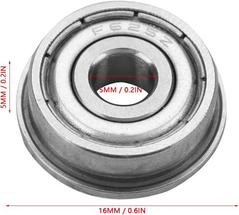 10pcs F625ZZ Double Shielded Ball Bearing, F625ZZ Double-Shielded Miniature Flanged Ball Bearings 5 x 16 x 5mm in Saudi Arabia