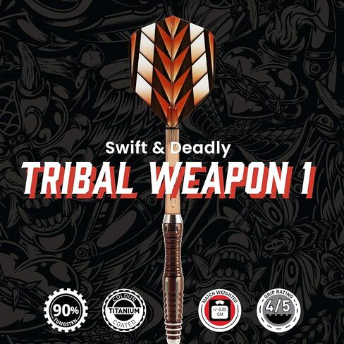 Shot Darts Soft Tip, Tribal Weapon Savage 19g, 90% Tungsten Barrels, Front Weighted with Precision Grips, Professional Dart Set and Flights Made in New Zealand, Plastic Tip Bar Darts in Saudi Arabia