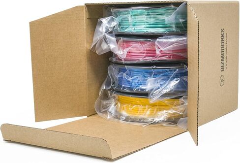 خيوط طابعة Gizmo Dorks Silk PLA ثلاثية الأبعاد 3 مم (2.85 مم) 200 جرام، حزمة عينة من 4 ألوان - أزرق محيطي شديد اللمعان، أحمر وردي، أزرق مخضر، ذهبي أصفر in Kuwait