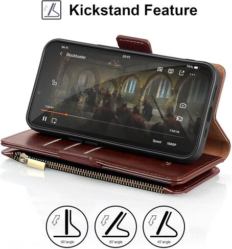 Antsturdy for Google Pixel 8 Wallet Case with Card Holder,Pixel 8 Phone Case PU Leather Flip Protective Cover RFID Blocking Wrist Strap Zipper Credit Card Slots Kickstand Function Men Women,Black in Saudi Arabia