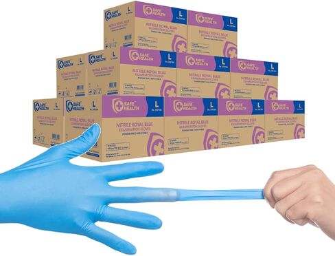 Safe Health Nitrile Exam Disposable Gloves, Latex Free, Powder Free, Blue, Case of 1000, Medium, Textured, 3.5 mil, Medical Grade, Food, Tattoo, Nursing, Cleaning, School in Saudi Arabia