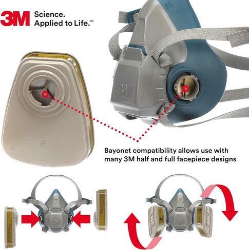 3M Respirator Cartridge 6006, 1 Pair, Helps Protect Against Organic Vapors, Acid Gases, Ammonia, Methylamine or Formaldehyde in Saudi Arabia