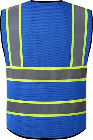 سترة أمان عاكسة عالية الوضوح للرجال والنساء مع جيوب وسحاب أمامي تلبي معايير ANSI/ISEA in Kuwait