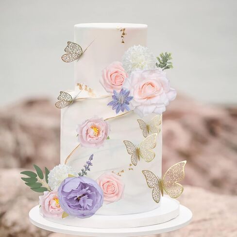 Purple Pink Flowers Artificial 39 pcs Silk Fake Flowers DIY Wedding Decorations Bouquet Centerpieces Table Faux Flowers for Bridal Baby Shower Decor Party Cake Flowers in Saudi Arabia