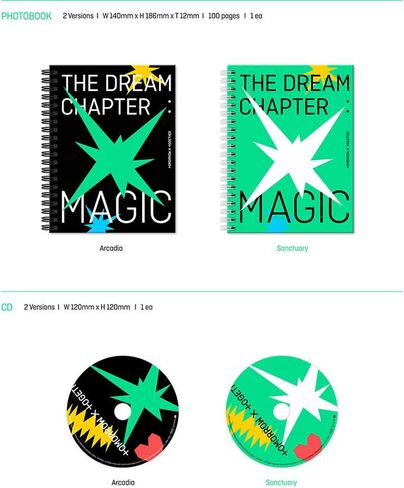 TXT : THE DREAM CHAPTER MAGIC (Arcadia Version) Album CD+Photobook+Sticker Pack+Viewer Glasses+Photocard A+Photocard B+Student ID Pad+(Extra TXT 4 Photocards+TXT Pocket Mirror) in Saudi Arabia