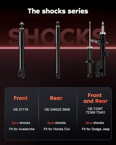 Shocks Front Rear,cciyu Shock Absorbers for 2003 2004 2005 2006 for Ford for E-150,2003-2005 for Ford for E-150 Club Wagon,1992-2002 for Ford for E-150 Econoline/Econoline Club Wagon Struts (4pc Set) in Saudi Arabia