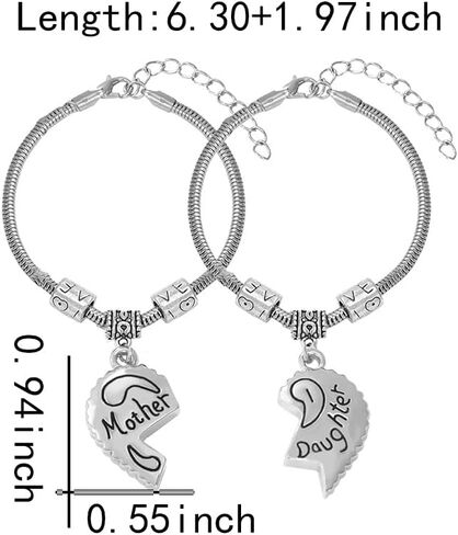 مجموعة أساور متطابقة للأم والابنة لهدايا عيد الأم للأم من الابنة هدية عيد ميلاد من الأم والابنة أنا أحبك على شكل قلب هدايا لعيد الميلاد in Kuwait