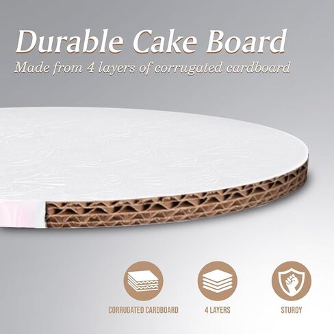 Cakebon Round Cake Boards, 10-Inch 1/8 Thick – Round, Sturdy, Grease-Proof, Fully Wrapped Cardboard Cake Drums – Heavy-Duty, Bend-Resistant Cake Boards Round 12-Pack in Saudi Arabia