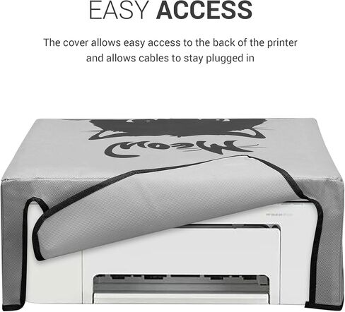 غطاء غبار kwmobile متوافق مع HP DeskJet 4120e / DeskJet 4155e - علبة الطابعة - رمادي / أسود - Meow Cat in Saudi Arabia