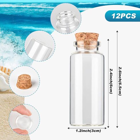 12PCS Mini Glass Bottle with Wood Cork Stoppers,30ml DIY Decoration Glass Jars for Halloween Decorations,Wedding Party Favors in Saudi Arabia