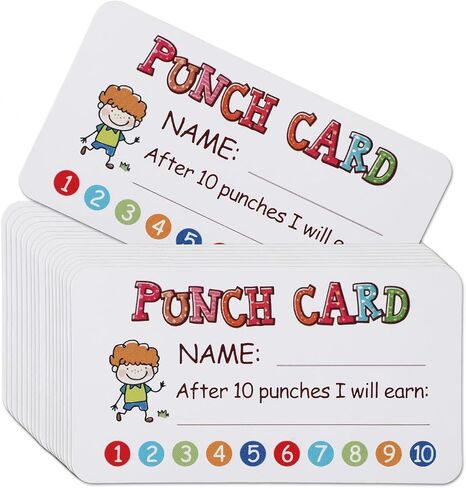 100 Pieces Punch Card, Reward Incentive Card for Teacher, Behavior Chart for Kids, Home school Classroom Supplies for Motivation, Student Awards Loyalty Cards for Business Classroom 3.5" x 2"(Boy) in Saudi Arabia