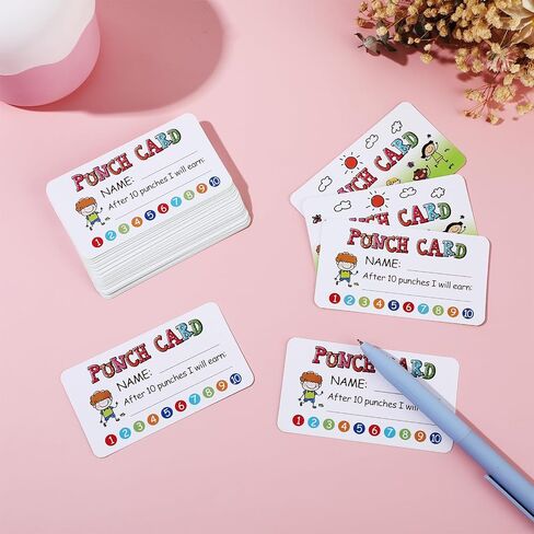 100 Pieces Punch Card, Reward Incentive Card for Teacher, Behavior Chart for Kids, Home school Classroom Supplies for Motivation, Student Awards Loyalty Cards for Business Classroom 3.5" x 2"(Boy) in Saudi Arabia