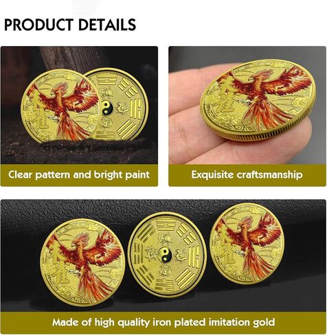 Chinese Ancient Mythical Creatures Vermilion Bird Lucky Coin Lottery Ticket Scratcher Tool Attract Good Luck Novelty Coins Lucky Charms Challenge Coin in Saudi Arabia