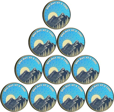 عملة Sunrise Serenity Lucky Coin يوم واحد في كل مرة هدية رمزية للجيب للرجال أو النساء لاستعادة الإدمان AA Sobriety Medallion (عبوة من 10) in Saudi Arabia