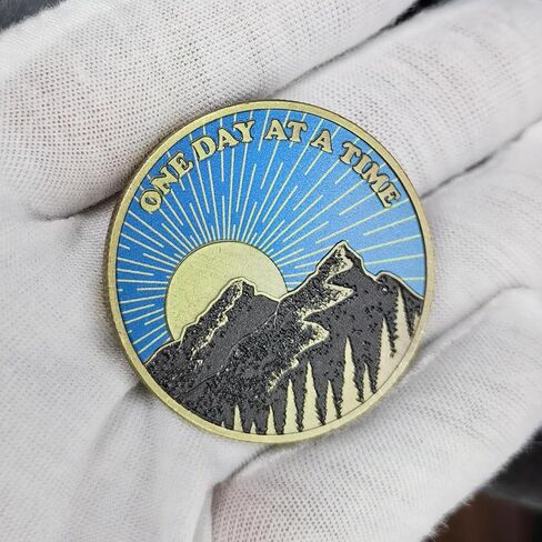 عملة Sunrise Serenity Lucky Coin يوم واحد في كل مرة هدية رمزية للجيب للرجال أو النساء لاستعادة الإدمان AA Sobriety Medallion (عبوة من 10) in Saudi Arabia