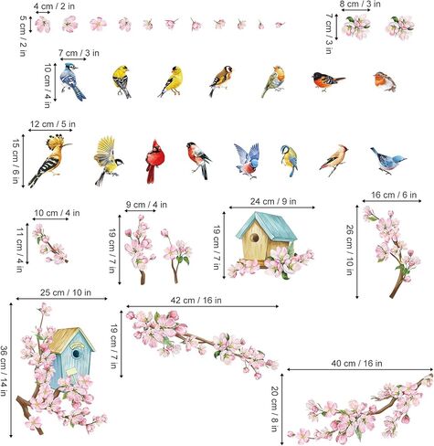 wondever Spring Summer Cherry Blossom Birds Window Clings Pink Flowers Birdhouse Glass Sticker Decal Anti Collision Double-Side Static Window Decals for Home Glass Window in Saudi Arabia