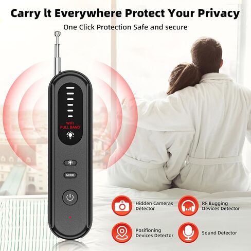 Hidden Camera Detector, Counter-spy Detector, Bug Detector, Camera Detector, GPS Detector, RF Signal Detector, IR + Full Band Wireless Signal Detection, 6 Levels of Sensitivity in Kuwait