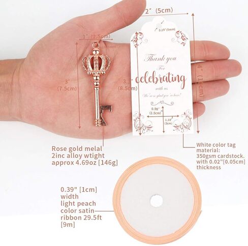 OurWarm 30pcs Key Bottle Opener Wedding Favors with Tags, Rose Gold Skeleton Key Bottle Opener Favors for Bridal Shower Party Wedding Decorations or Souvenirs for Guests Bulk, 3 Styles in Saudi Arabia