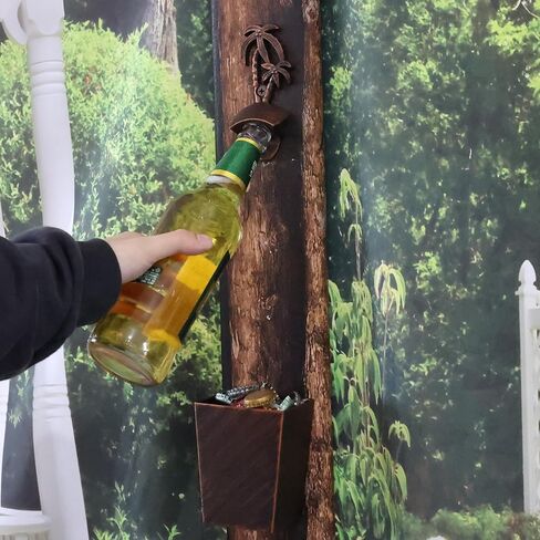 Black Palm Tree Beer Opener Wall Mounted Bottle Cap Opener with Cap Catcher Drainage for Beach Theme Gifts in Saudi Arabia