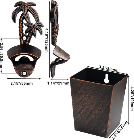 Black Palm Tree Beer Opener Wall Mounted Bottle Cap Opener with Cap Catcher Drainage for Beach Theme Gifts in Saudi Arabia