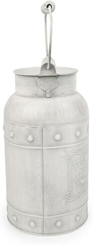 دلو أنيق بتصميم أنيق مجلفن بلمسة نهائية معدنية مزهرية ريفية بدائية حامل زهور مزخرف للمنزل والمكتب والحديقة، 9.5 بوصة ارتفاع in Kuwait