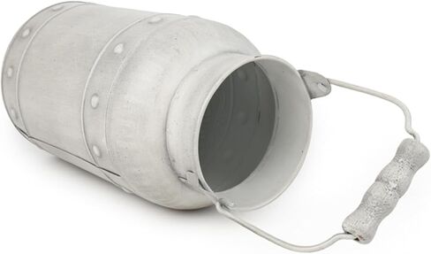 دلو أنيق بتصميم أنيق مجلفن بلمسة نهائية معدنية مزهرية ريفية بدائية حامل زهور مزخرف للمنزل والمكتب والحديقة، 9.5 بوصة ارتفاع in Kuwait