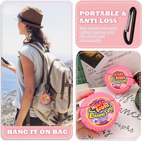 حافظة لطيفة لـ Airpod 2/1 مع طقم منظف، حافظة سيليكون ثلاثية الأبعاد على شكل علكة كرتونية Kawaii مرحة للطعام وملحقات غطاء حماية Airpods لـ Airpod 1&2 Gen حافظة شحن للفتيات والأولاد in Kuwait