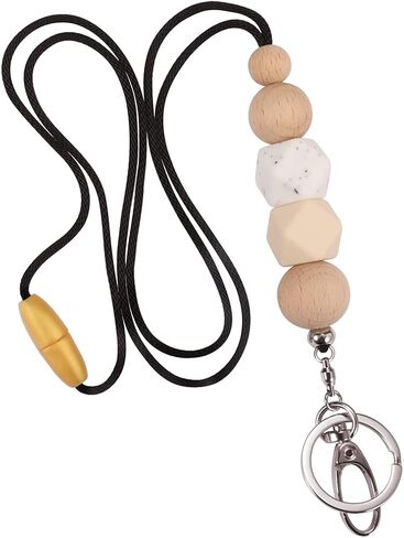 Badge Lanyards for Women, Fashion Silicone Beaded Lanyard with ID Holder and Key Chain Super Cute Breakaway Lanyard Necklace for Teachers Nurse Employees Gift in Saudi Arabia