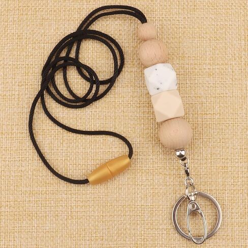 Badge Lanyards for Women, Fashion Silicone Beaded Lanyard with ID Holder and Key Chain Super Cute Breakaway Lanyard Necklace for Teachers Nurse Employees Gift in Saudi Arabia