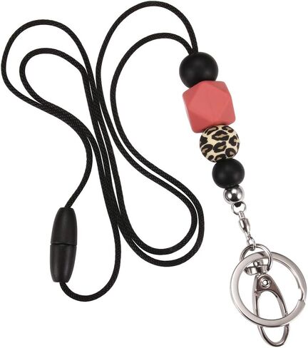 Badge Lanyards for Women, Fashion Silicone Beaded Lanyard with ID Holder and Key Chain Super Cute Breakaway Lanyard Necklace for Teachers Nurse Employees Gift in Saudi Arabia