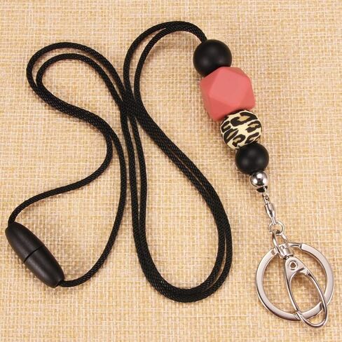 Badge Lanyards for Women, Fashion Silicone Beaded Lanyard with ID Holder and Key Chain Super Cute Breakaway Lanyard Necklace for Teachers Nurse Employees Gift in Saudi Arabia