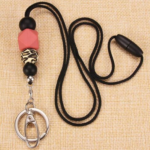 Badge Lanyards for Women, Fashion Silicone Beaded Lanyard with ID Holder and Key Chain Super Cute Breakaway Lanyard Necklace for Teachers Nurse Employees Gift in Saudi Arabia