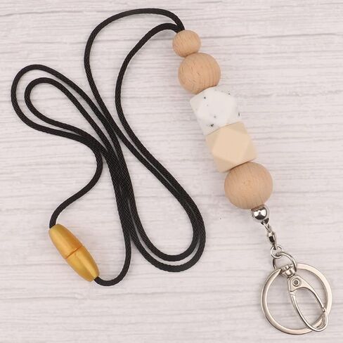 Badge Lanyards for Women, Fashion Silicone Beaded Lanyard with ID Holder and Key Chain Super Cute Breakaway Lanyard Necklace for Teachers Nurse Employees Gift in Saudi Arabia