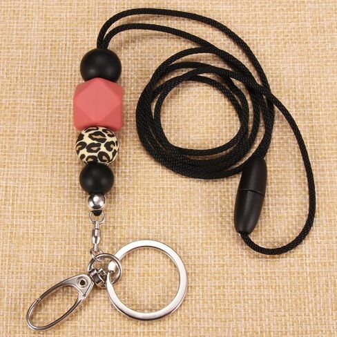Badge Lanyards for Women, Fashion Silicone Beaded Lanyard with ID Holder and Key Chain Super Cute Breakaway Lanyard Necklace for Teachers Nurse Employees Gift in Saudi Arabia