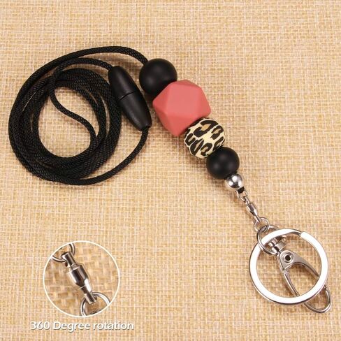 Badge Lanyards for Women, Fashion Silicone Beaded Lanyard with ID Holder and Key Chain Super Cute Breakaway Lanyard Necklace for Teachers Nurse Employees Gift in Saudi Arabia