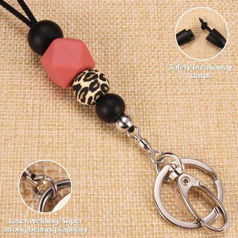 Badge Lanyards for Women, Fashion Silicone Beaded Lanyard with ID Holder and Key Chain Super Cute Breakaway Lanyard Necklace for Teachers Nurse Employees Gift in Saudi Arabia