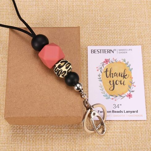 Badge Lanyards for Women, Fashion Silicone Beaded Lanyard with ID Holder and Key Chain Super Cute Breakaway Lanyard Necklace for Teachers Nurse Employees Gift in Saudi Arabia