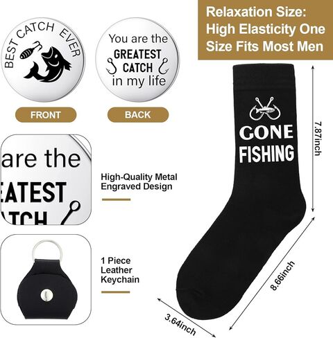 هدايا الصيد للرجال مضحك الصيد النص الجوارب قارورة من الفولاذ المقاوم للصدأ جيب عناق رمز هدية مجموعة للرجال عاشق الأسماك عيد الأب in Kuwait