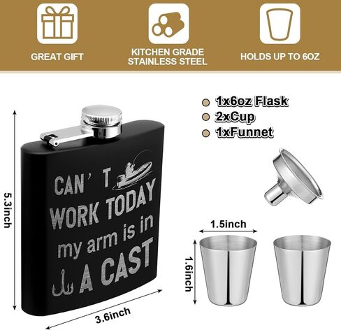 هدايا الصيد للرجال مضحك الصيد النص الجوارب قارورة من الفولاذ المقاوم للصدأ جيب عناق رمز هدية مجموعة للرجال عاشق الأسماك عيد الأب in Kuwait