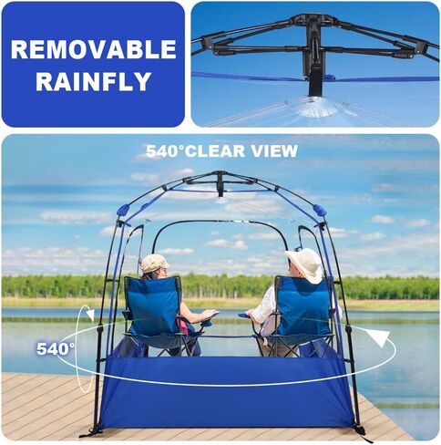 Waterproof Sports Tent with Removable Rainfly,Instant Pop Up Sport Tent,Portable and Durable Outdoor Clear Tent - 1~4 People(Blue Orange) in Saudi Arabia