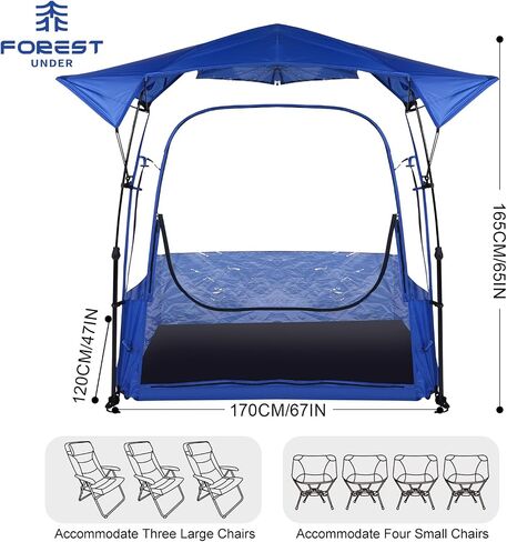 Waterproof Sports Tent with Removable Rainfly,Instant Pop Up Sport Tent,Portable and Durable Outdoor Clear Tent - 1~4 People(Blue Orange) in Saudi Arabia
