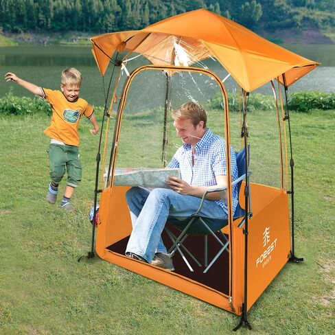Waterproof Sports Tent with Removable Rainfly,Instant Pop Up Sport Tent,Portable and Durable Outdoor Clear Tent - 1~4 People(Blue Orange) in Saudi Arabia